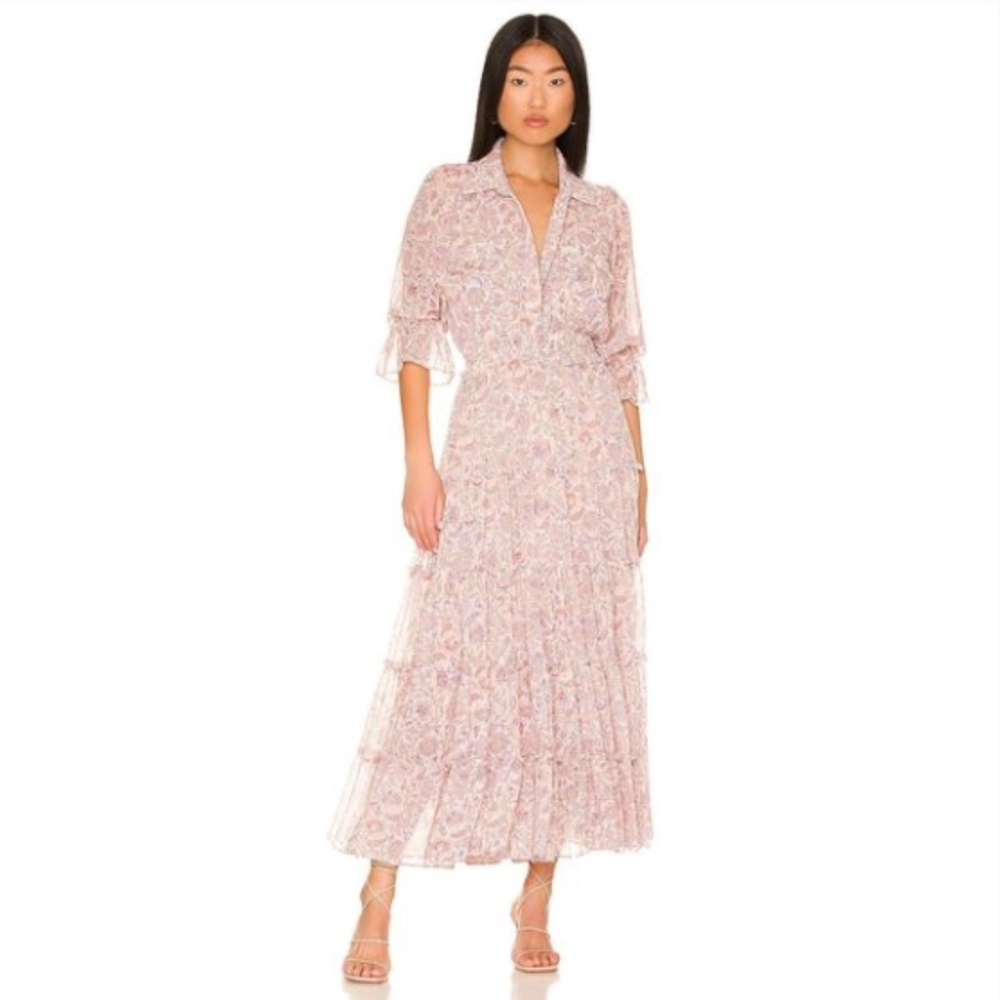 Misa Los Angeles Pink Floral Maxi Dress